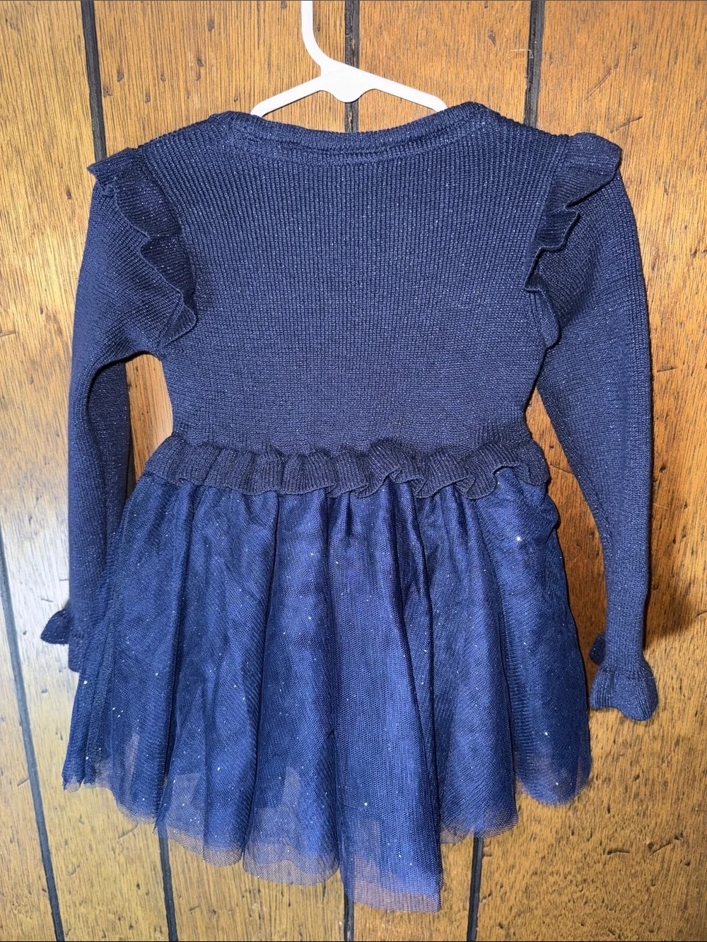 Gymboree Navy Blue Sparkle Tulle Knit Long-Sleeve Dress